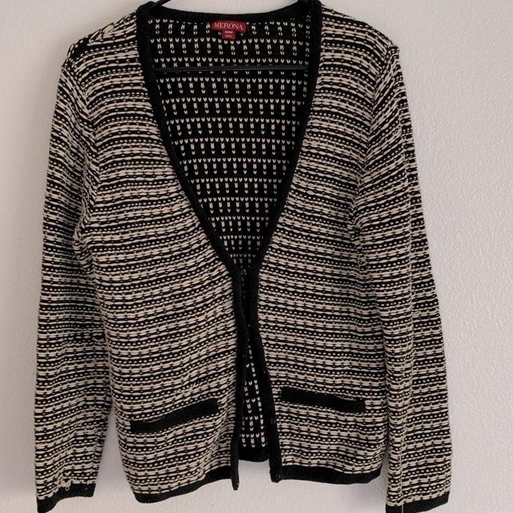 Knit Black and White Cardigan